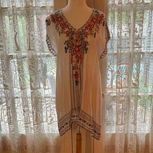 Johnny Was Red and White Graphic Tunic